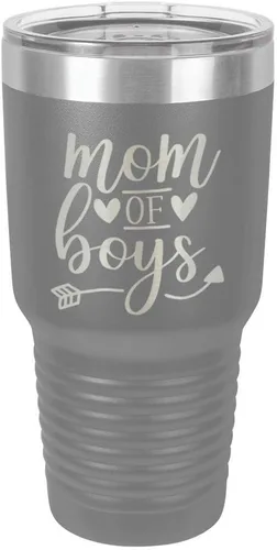 Vista 16 de MOM OF BOYS Vaso negro de 30 onzas con popote y tapa superior deslizante Taza de viaje de acero inoxidable Comparar con Yeti Rambler