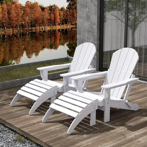 Vista 26 de WestinTrends Malibu - Silla de salón para exteriores, juego de 2 sillas Adirondack con otomana, sillas plegables de madera de polietileno para todo