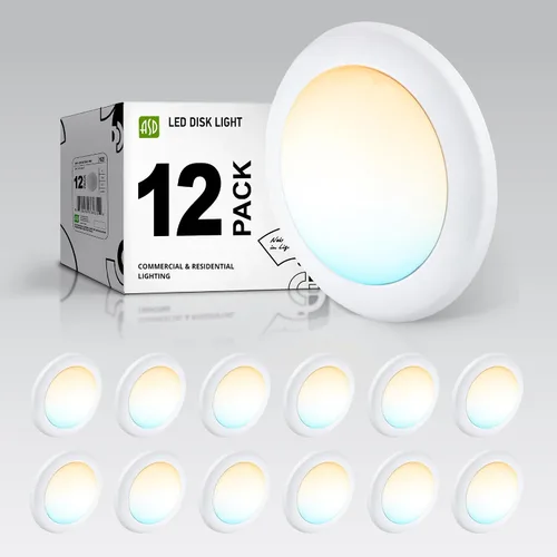 Vista 28 de ASD Paquete de 6 luces LED de disco de 4 pulgadas, 10 W 5CCT 2700K-5000K 685LM CRI90+, lámpara de techo regulable, disco de montaje en superficie