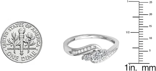 Vista 3 de Dazzlingrock Collection Anillo de compromiso con 3 piedras de oro de 14 quilates de 0.50 quilates con diamantes de oro de 14 quilates, Oro, piedra