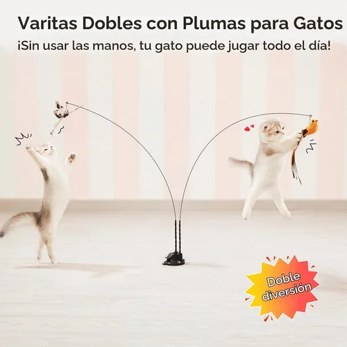 Vista 3 de Potaroma Juguetes de varita para gatos con ventosa, juguete interactivo