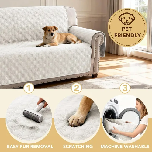 Vista 8 de H.VERSAILTEX Funda 100% Impermeable para Silla Gruesa y Duradera Fundas para Sofá para Perros Protector de Sofá Triple Antideslizante Fundas