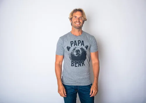 Vista 2 de Camiseta para hombre con diseño de papá oso, idea divertida para el día del padre para papá, papá, esposo divertido, Gris jaspeado oscuro