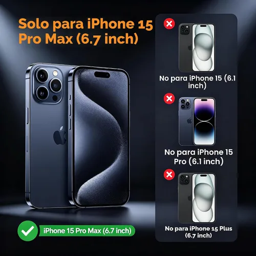 Vista 2 de Lunivop Compatible con iPhone 15 Pro Max Funda Protección Resistente a Prueba de Polvo Protector de Pantalla Integrado Soporte Resistente 360 Cuerpo