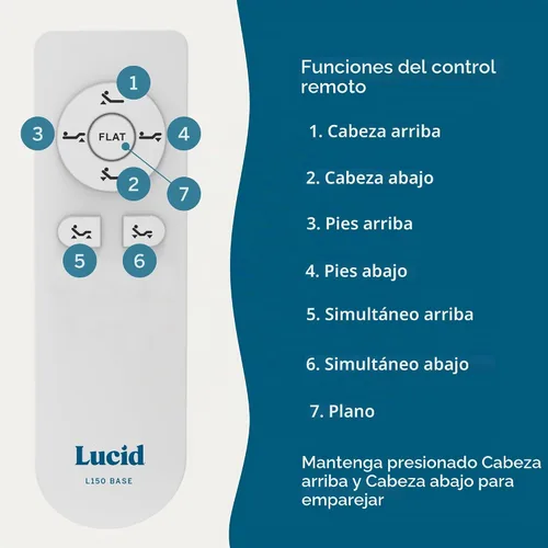 Vista 7 de LUCID Base de cama ajustable L300, Bluetooth, aplicación para teléfono, inclinación de cabeza y pies, masaje dual interactivo, control remoto