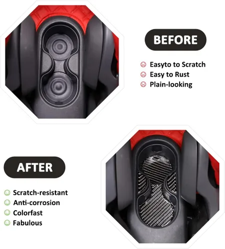 Vista 5 de HAPPYHORSE Adhesivo de fibra de carbono para automóvil compatible con Fiat 500 2010-2019, calcomanía de fibra de carbono real, accesorios
