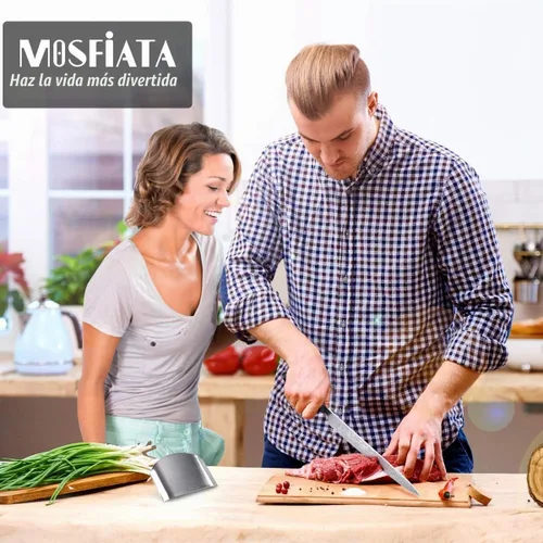 Vista 6 de MOSFiATA - Cuchillo de chef de 10 pulgadas súper afilado, cuchillo de cocina profesional con protector de dedos en caja de regalo, cuchillo