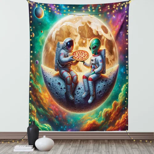 Vista 133 de Ambesonne Tapiz Trippy, vista panorámica de la cascada con bosques de ensueño y mandala oriental psicodélico, decoración de tela para colgar