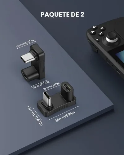 Vista 7 de MoKo Adaptador USB-C de 180 grados, ángulo en forma de U con PD 100W/10Gbps Negro
