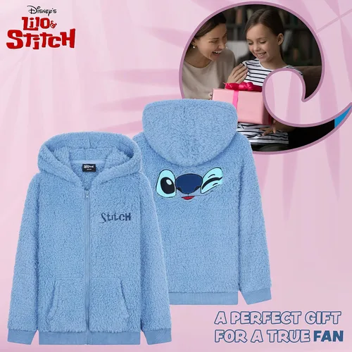Vista 4 de Disney Stitch Sherpa - Sudadera con capucha para niñas, forro polar con cremallera para niños y adolescentes