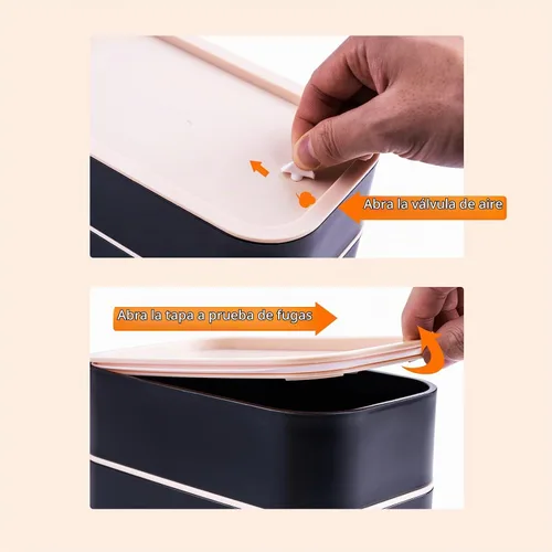 Vista 6 de Bento Box - Lonchera para adultos a prueba de fugas, 54 onzas, color negro