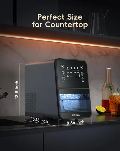 Vista 16 de ecozy Nugget Ice Maker - Encimera de hielo de guijarros masticable de 40 libras/24 horas, control de temporizador de un toque, máquina de hielo