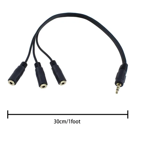 Vista 6 de 2 divisor de audio 1M/3F, chapado en oro de 1 pie TRRS macho de 0.138 in a conector estéreo hembra de 0.118 x 0.138 in 1 entrada 3 salidas divisor