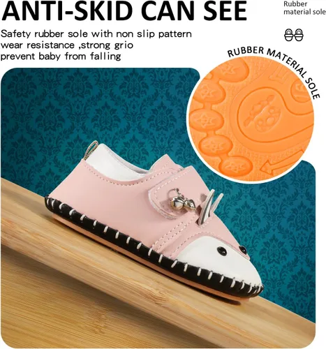 Vista 5 de SEBELLST Zapatos para bebés de 6 a 12 meses, 12-18 meses, zapatos para bebés recién nacidos de 0 a 6 meses, zapatos de cuna para bebé, zapatos