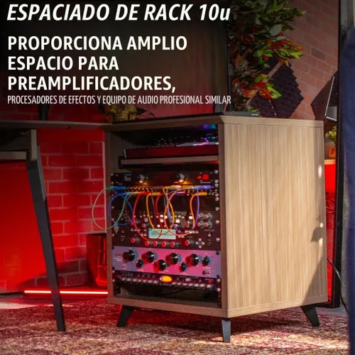 Vista 3 de Gator Frameworks Serie Elite 10U Estantería de Estudio para Escritorio con Bandeja Deslizante y Pasaje de Cables Posterior, Acabado Negro