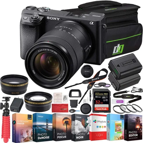 Vista 19 de Sony a6400 - Paquete de cámara sin espejo con lente de 16-50 mm, tarjeta de memoria de 64 GB, suite de edición de fotos y videos, bolsa para cámara