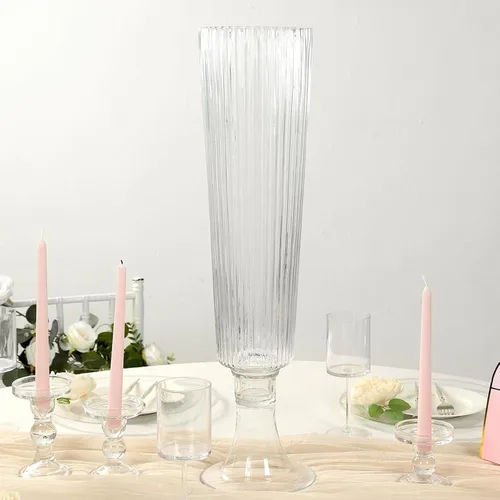 Vista 10 de Efavormart 4 Pack Jarrón de vidrio en forma de trompeta curva Pilsner de 20 pulgadas
