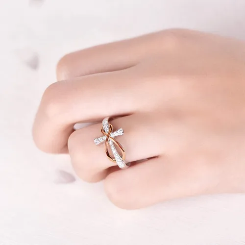 Vista 5 de JO WISDOM Anillo infinito de cruz de plata de ley 925 Circonita plata