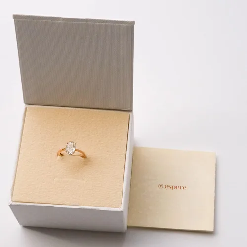 Vista 4 de espere Anillo de compromiso clásico de moissanita de 1.5 quilates con corte ovalado para siempre, oro sólido, anillo de novia de oro rosa de 14