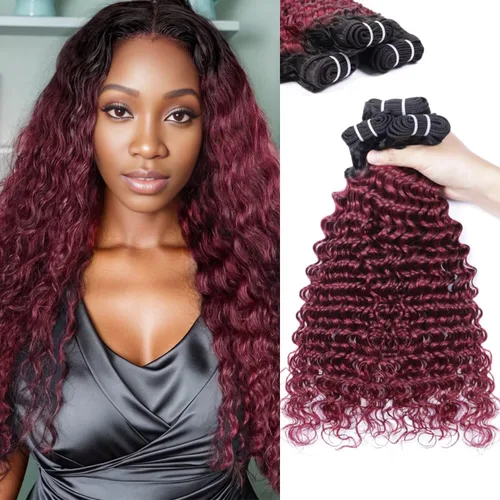 Vista 11 de Manojos de cabello humano ondulado profundo de 12, 14, 16 pulgadas, paquetes de ondas de agua, 100% sin procesar, 10A, cabello humano virgen
