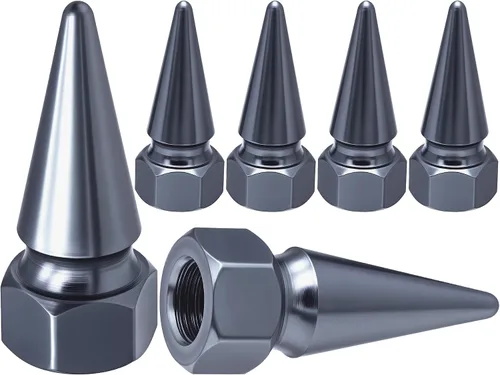 Vista 46 de 4 piezas de tapas de válvula de rueda con forma de punta, tapa de aire de aluminio para automóviles, cubiertas universales de válvula de rueda a