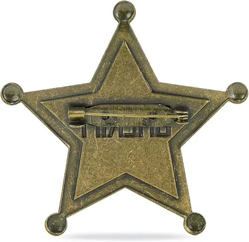 Vista 2 de Insignia del sheriff, hecha del metal, pin de la insignia de la policía, insignia de la estrella del policía occidental, accesorio del viejo oeste