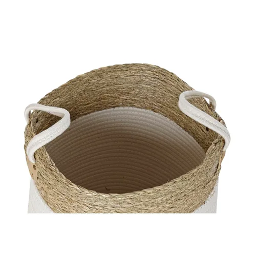 Vista 4 de Juego de Cestas DKD Home Decor Blanco Marrón Fibra natural 41 x 41 x 52,5 cm