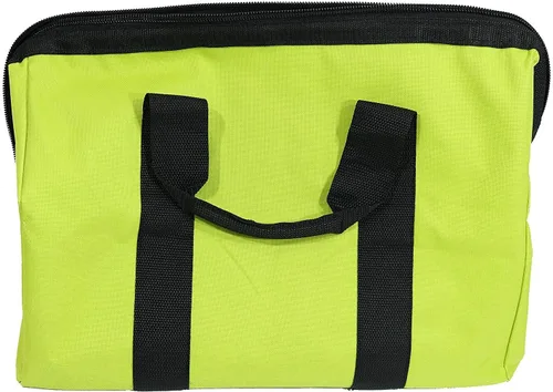 Vista 3 de Bolsa de contratista plegable de boca ancha verde genuina OEM con cremallera única completa hasta la parte superior y costuras en X cruzadas Bolsa