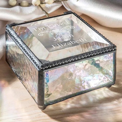 Vista 3 de Caja de joyería personalizada para regalo de mamá con grabado de cristal decorativo para vitrina de almacenamiento organizador de recuerdo para su