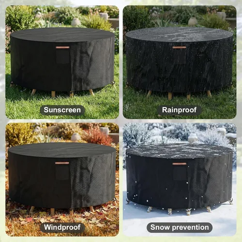 Vista 3 de Patio 70" Round Table Chair Cover Waterproof 420D Heavy Duty Windproof Outdoor Furniture Protector Cover for Patio Garden Lawn Table and Chair Set