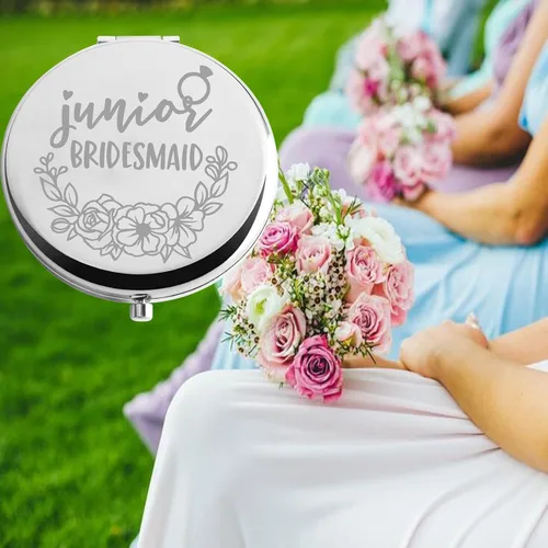 Vista 4 de POTIY Espejo de dama de honor junior, regalo de dama de honor para dama de honor junior, espejo de dama de honor, fiesta nu