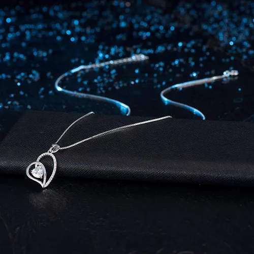 Vista 6 de Aprilery Locket Necklaces for Women, Dainty Initial Pearl Crystal Heart Pendant Necklaces Silver Chain Costume Jewelry for Teen Girls Gifts for Her