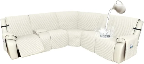 Vista 105 de Arfntevss Fundas de sofá modular reclinable, 100% impermeable, en forma de L, para sillón reclinable en forma de L, funda seccional lavable