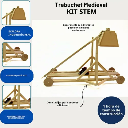 Vista 3 de PATHFINDERS Kit de Trebuchet Medieval STEM – Modelo Mecánico de Madera DIY Motor de Sitio de Contrapeso Funcional Proyecto de Ingeniería
