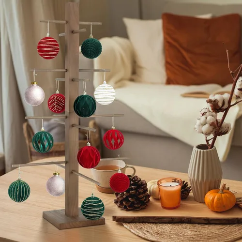 Vista 8 de Árbol de exhibición de adornos navideños de 32 pulgadas, centros de mesa para mesas, soporte para árbol de adornos de mesa, árbol artificial de mesa