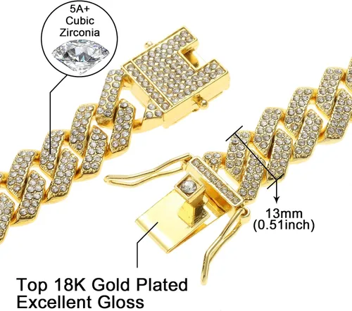 Vista 4 de Saintda Pulsera de eslabones cubanos para hombres y mujeres, pulseras de plataorooro rosa, pulsera cubana de Miami, joyería de hip hop, regalo
