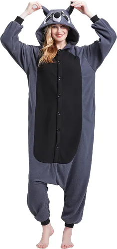 Vista 4 de Pijama mameluco para adultos, disfraz unisex de animales de Halloween, ropa de dormir para hombres y mujeres, traje de cosplay cómodo y divertido