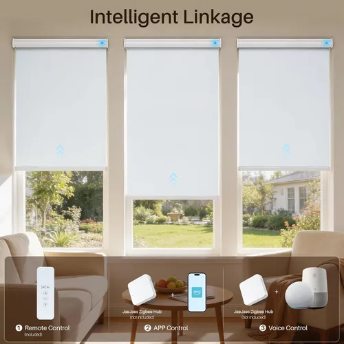 Vista 3 de Persianas enrollables motorizadas con control remoto, persianas automáticas inalámbricas, compatibles con Alexa y Google Home