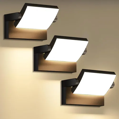 Vista 10 de 3Pack de luces de pared LED para exterior de 40W, luces de inundación blancas de 350° de rotación, lámpara de iluminación exterior comercial