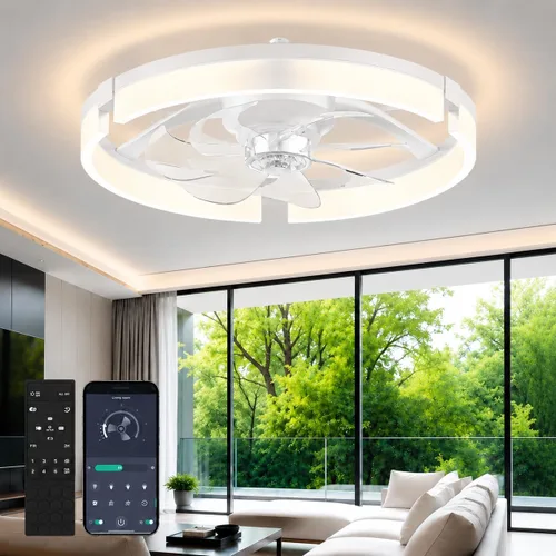 Vista 10 de Ventiladores de techo con luces y control remoto, ventilador de vidrio negro.