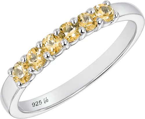 Vista 11 de Boston Bay Diamonds Sterling Silver 6 Birthstone Eternity Fashion Band 01 de enero - Granate genuino