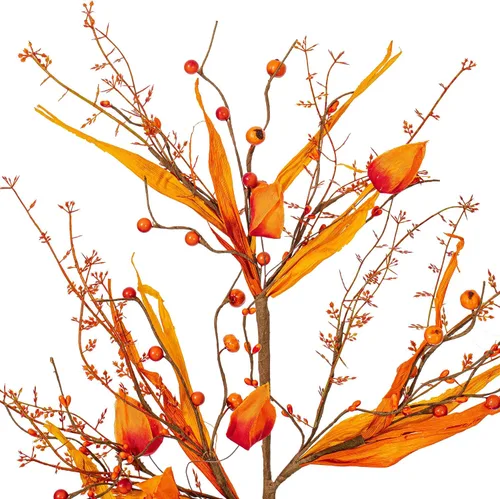 Vista 2 de Vickerman Linterna artificial de otoño naranja de 29 pulgadas, bayas y aerosol de cáscara. Incluye 2 aerosoles por bolsa.