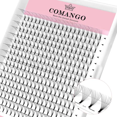 Vista 56 de Extensiones de pestañas de volumen prefabricadas 10D, 0.003 in de grosor, rizo C/D, 0.472 in, tallo corto, extensiones de pestañas de volumen