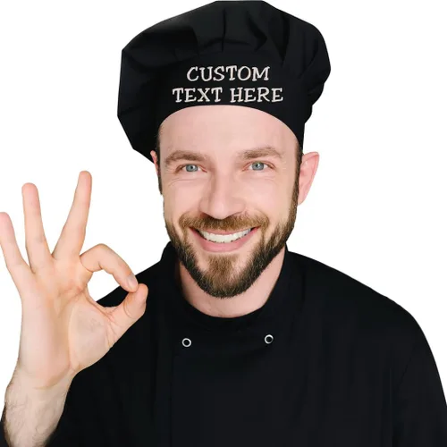 Vista 6 de Sombrero de chef personalizado - Nombre personalizado - Color - Fuente - Hilo