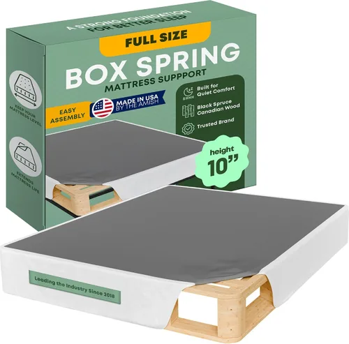Vista 16 de Greaton, 10” Twin Box Spring Only for Twin Size Bed – Amish-Made in The USA – Solid Wood Mattress Foundation with Stable & Quiet Support