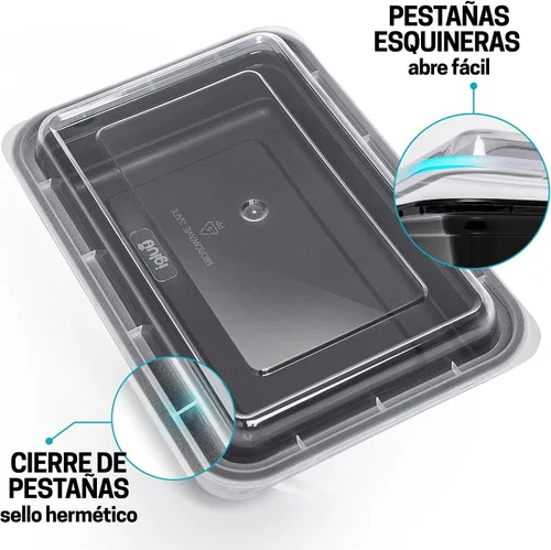 Vista 5 de Igluu Meal Prep Contenedores reutilizables (paquete de 10) 1 compartimento – 28oz Recipientes para alimentos con tapas, apilables, aptos