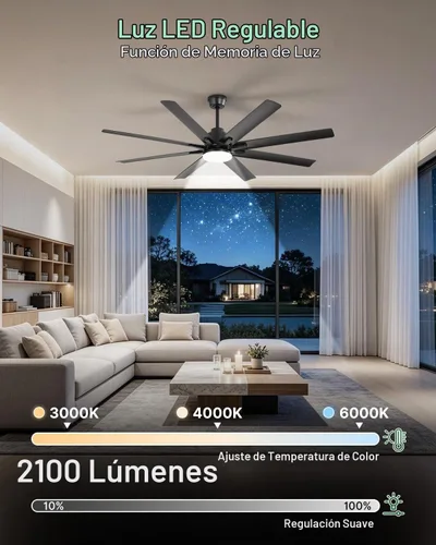 Vista 4 de Sofucor - Ventiladores de techo de 52 pulgadas con luces, ventilador de techo inteligente para interior/exterior con control remoto, funciona