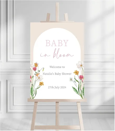 Vista 16 de Letrero de bienvenida para baby shower, personalizable, con texto en inglés «We Can Bearly Wait» Neutral Cute Teddy Bear Theme, varios tamaños