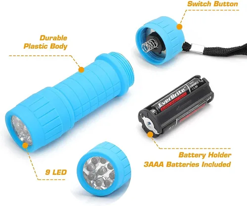 Vista 5 de EverBrite Paquete de 34 mini linternas, 102 pilas AAA incluidas, linternas coloridas portátiles para EDC, recuerdos de fiesta, lectura nocturna