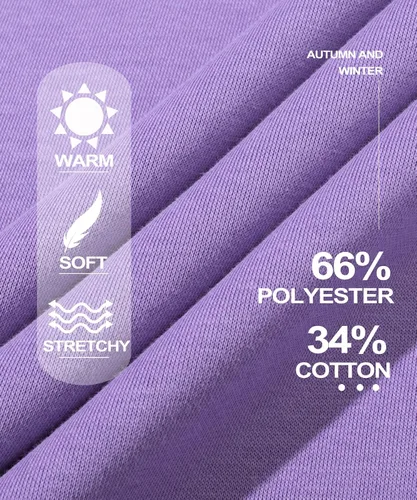 Vista 5 de MAGCOMSEN Sudadera con forro polar para mujer, cuello redondo, algodón, sin botones, casual, manga larga, cálida